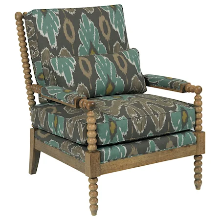 Jenny Upholstered Accent Chair with Shapely Exposed Wood Accents