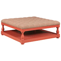 Square Cocktail Ottoman with Lower Shelf