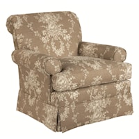 Macon Swivel Glider with Rolled Arms and Kick Pleat Skirt
