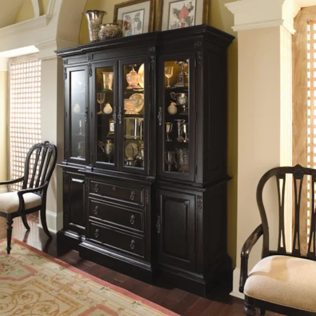 China Cabinet with Wood Framed Glass Doors