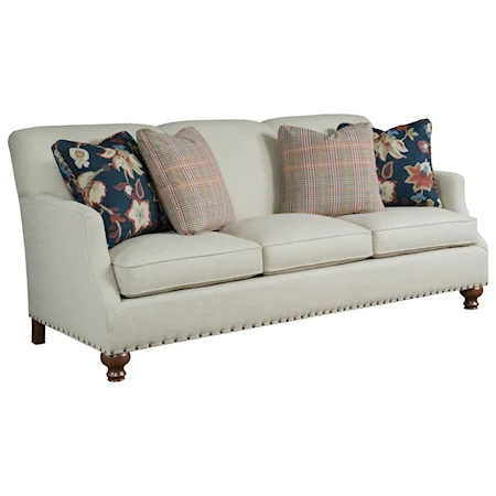 Transitional Upholstered Sofa with Nail Head Trim