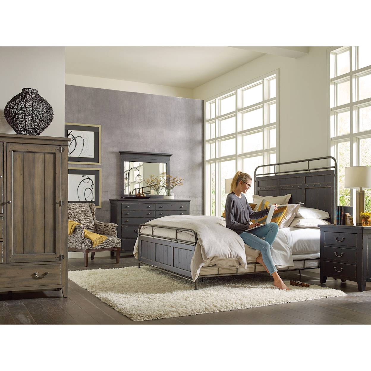 Kincaid Furniture Mill House Folsom King Metal Bed