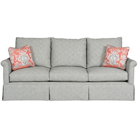 Customizable Grand Sofa with Fan Pleated Arms and Skirted Base