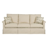 Customizable Grand Sofa with Rolled Panel Arms and Skirted Base