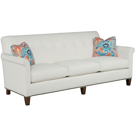 Customizable Button-Tufted Grand Sofa with Panel Arms and Nailhead Trim