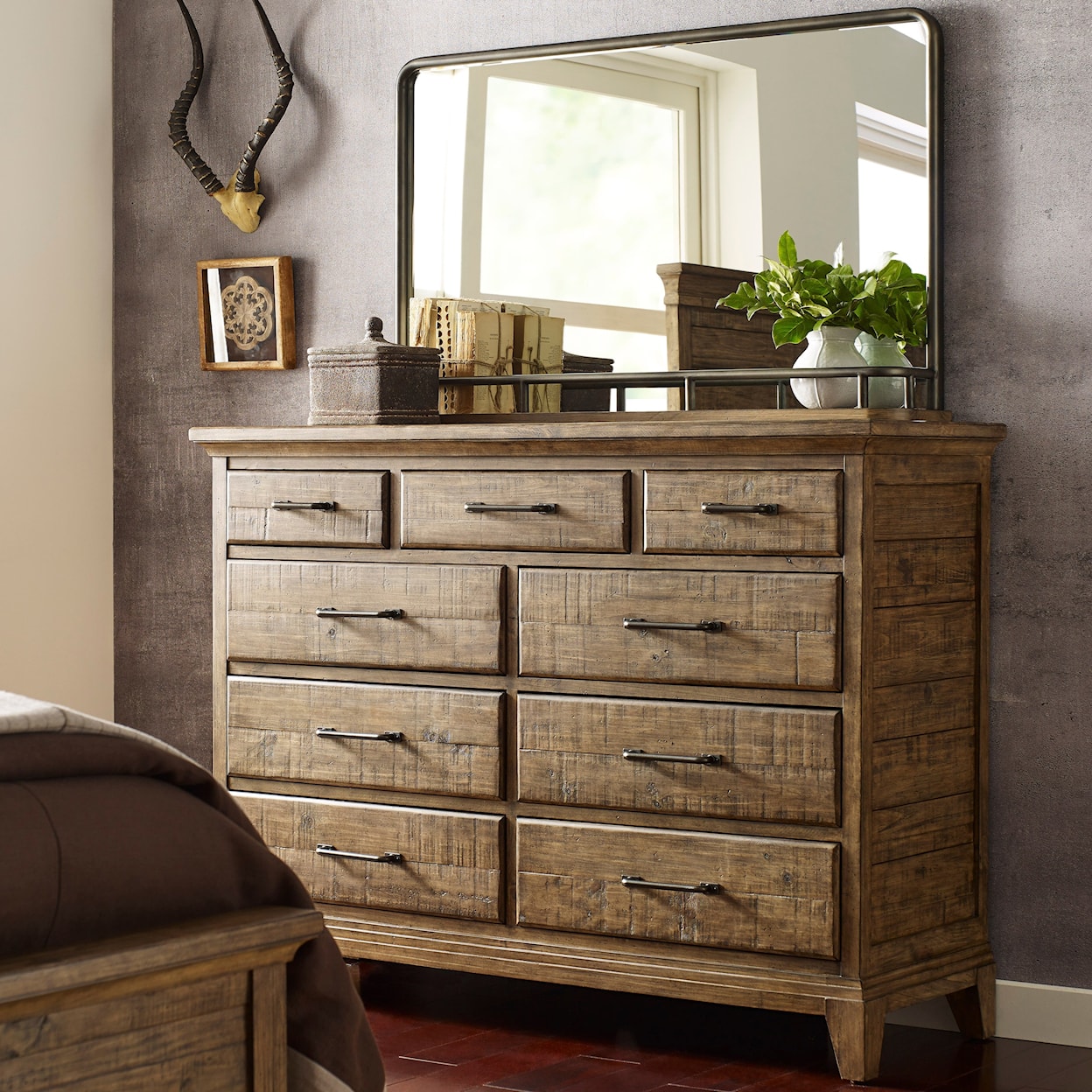 Kincaid Furniture Plank Road Westwood Bureau and Mirror Set