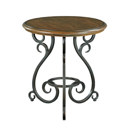 Traditional Round Accent Table with Old World Cast Iron Base