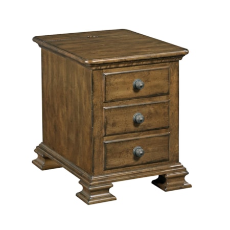 Solid Wood Chairside Table with Flip Top and Electrical Outlet