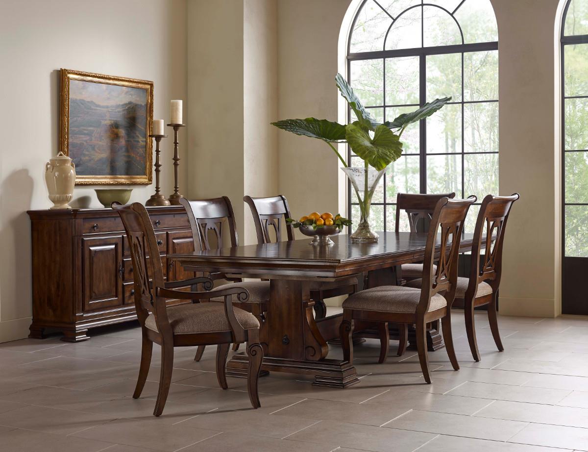 Kincaid Furniture Portolone Solid Wood Trestle Table with Two