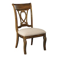 Traditional Solid Wood Harp Back Side Chair with Upholstered Seat