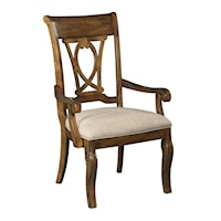 Traditional Solid Wood Harp Back Arm Chair with Upholstered Seat