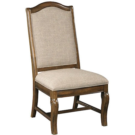 Traditional Upholstered Side Chair with Scroll-Carved Legs