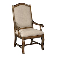 Traditional Upholstered Arm Chair with Scroll-Carved Legs
