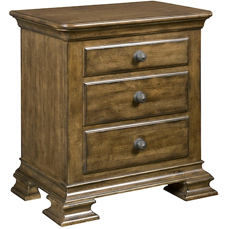 Traditional Solid Wood Nightstand with Square Carved Feet