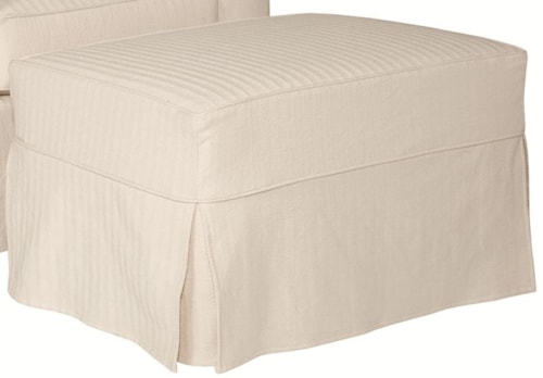 Slipcover Ottoman with Kick Pleat Skirt