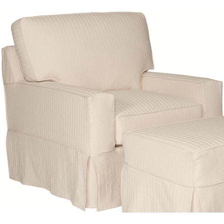 Slipcover Chair with Track Arms and Kick Pleat Skirt