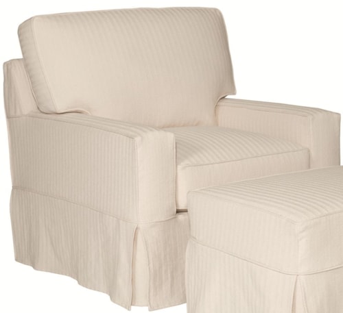 Slipcover Chair with Track Arms and Kick Pleat Skirt