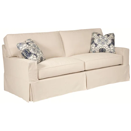 Slipcover Sofa with Track Arms and Kick Pleat Skirt Base