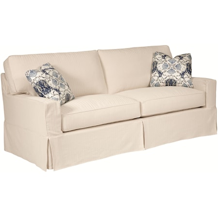 Slipcover Sofa with Track Arms and Kick Pleat Skirt Base
