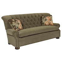 Traditional 86 Inch Button-Tufted Sofa with Rolled Back and Nailheads