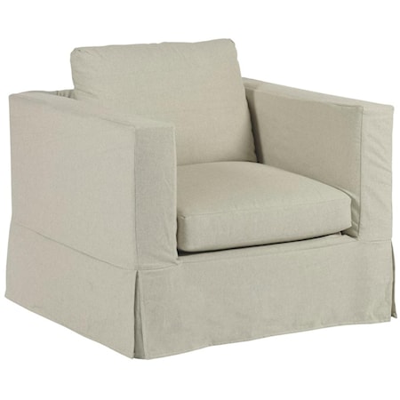 Modern Slipcover Chair with Kick Pleat Skirt