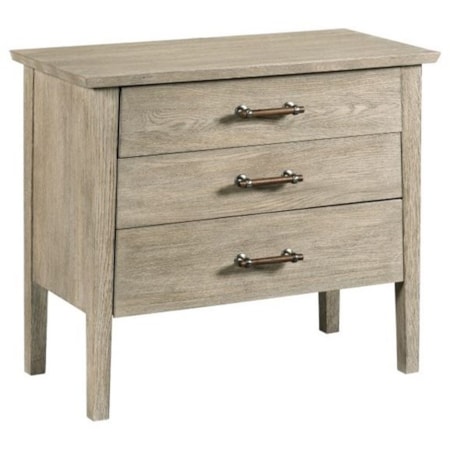 Contemporary Boulder Solid Wood Large Nightstand with Outlet