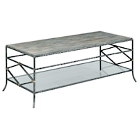 Monterey Rectangular Coffee Table with Lower Glass Shelf