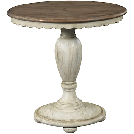 Round Accent Table with Scalloped Edges