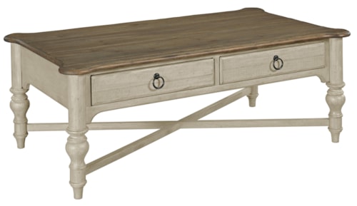 Cocktail Table with 2 Drawers and X-Shaped Bottom