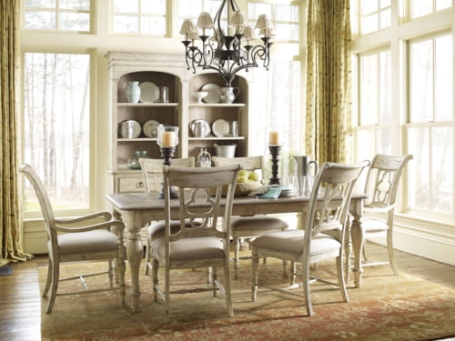 7 Piece Dining Set with Canterbury Table and Quatrefoil Back Chairs