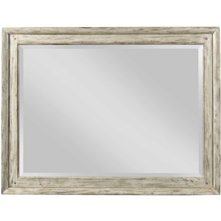 Landscape Mirror with Wooden Frame and Beveled Mirror