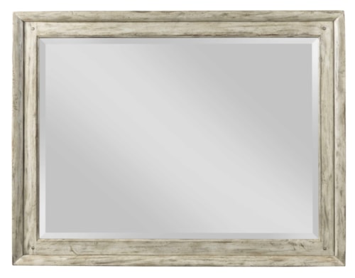 Landscape Mirror with Wooden Frame and Beveled Mirror