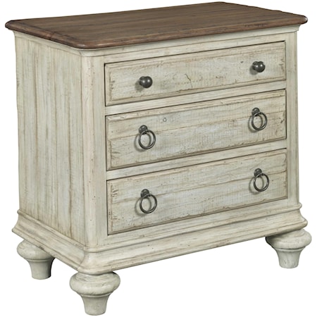 Night Stand with 3 Drawers and Bun Feet