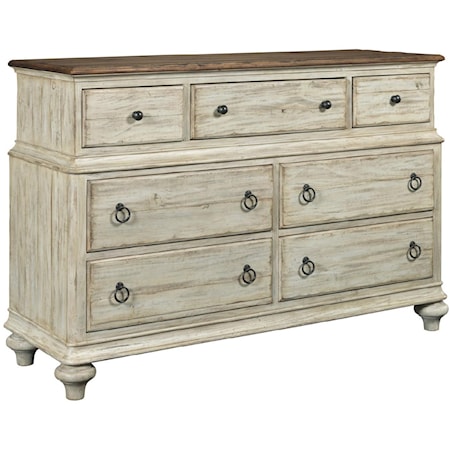 Wellington Drawer Dresser with 7 Drawers and Flip-Down Drawer