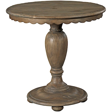 Round Accent Table with Scalloped Edges