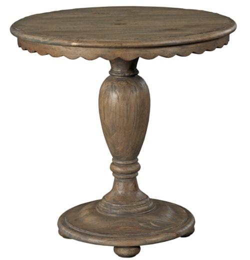 Round Accent Table with Scalloped Edges