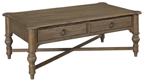 Cocktail Table with 2 Drawers and X-Shaped Bottom