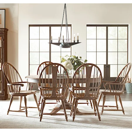 7-Piece Dining Set with Canterbury Rectangular Table and Windsor Chairs