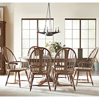 Cottage-Style 7-Piece Dining Set with Canterbury Rectangular Table and Windsor Chairs