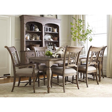 7 Piece Dining Set with Canterbury Table and Quatrefoil Back Chairs