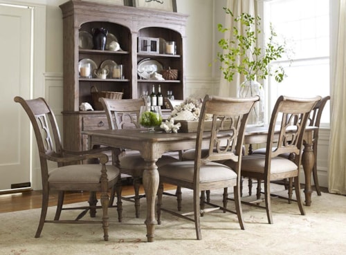 7 Piece Dining Set with Canterbury Table and Quatrefoil Back Chairs
