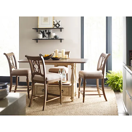 5-Piece Kitchen Island/Cottage Tall Gathering Table and Chair Set