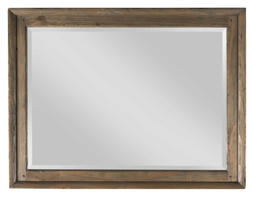 Landscape Mirror with Wooden Frame and Beveled Mirror