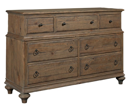 Wellington Drawer Dresser with 7 Drawers and Flip-Down Drawer