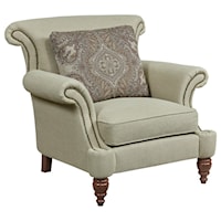Traditional Chair with Scrolled Arms and Nailhead Trim