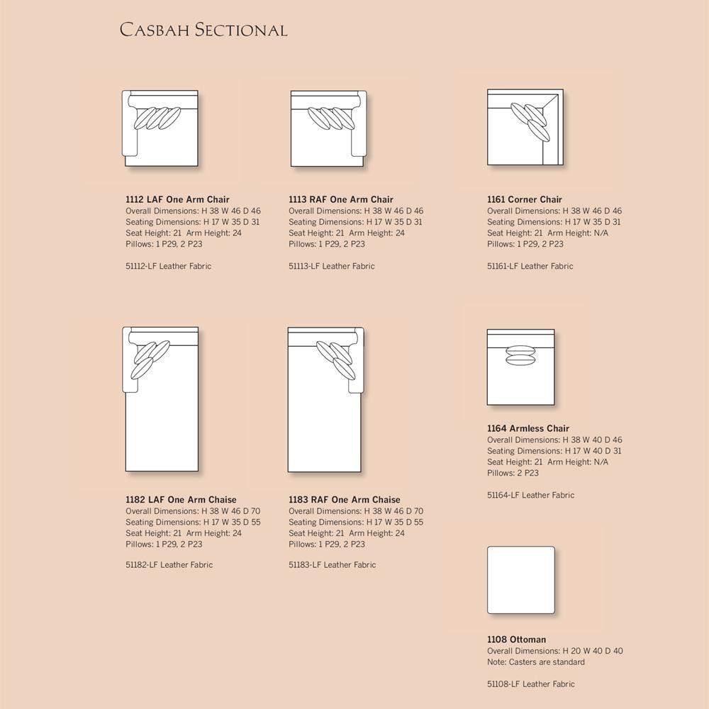 King Hickory Casbah 1112+3x64+61+83 Transitional U Shaped Sectional