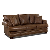 Leather Studio Sofa with Rolled Arms