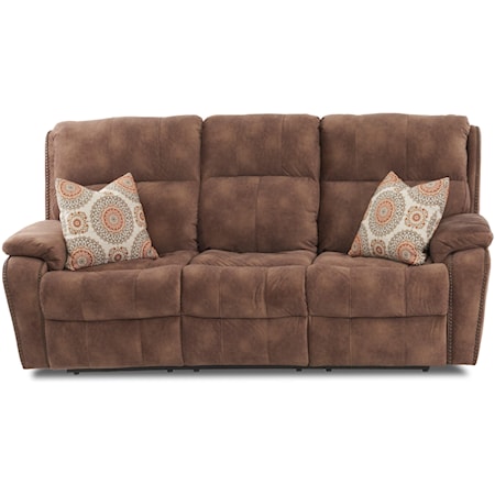 Power Reclining Sofa w/ Nails & Pillows