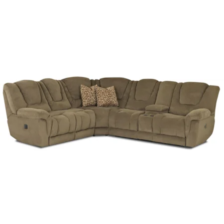 Three Piece Power Reclining Sectional Sofa with Console