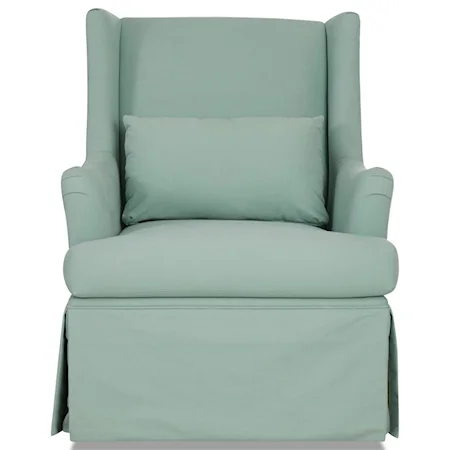 Transitional Swivel Glide Chair with English Arms